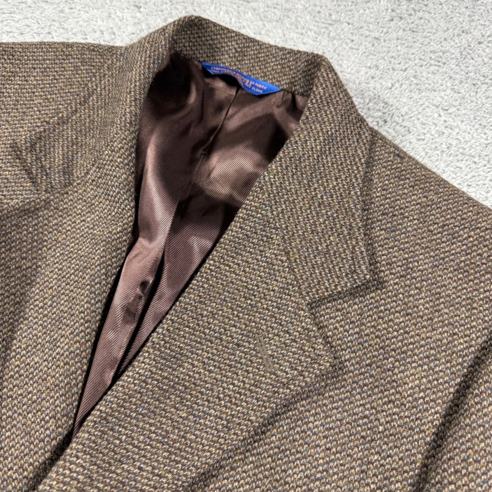 VTG Pendleton Blazer Jacket‎ Mens 42 Brown Pure Virgin Wool Tweed Sport Coat